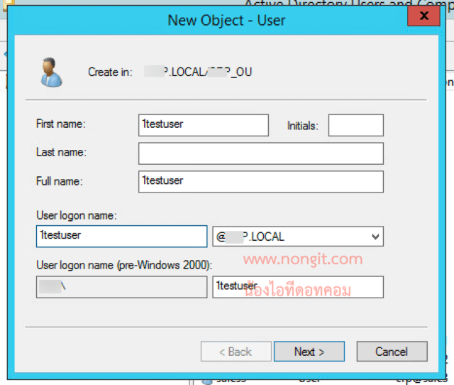 New Object - User Active Directory