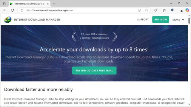 รูปภาพเว็บไซต์ทางการ: https://www.internetdownloadmanager.com
