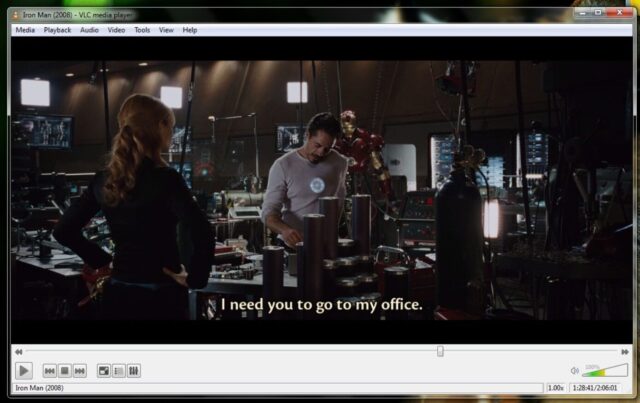 VLC Media Player interface playing an HD video file