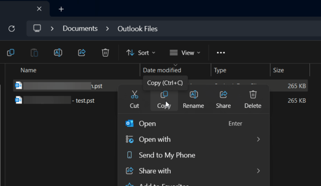 การคัดลอกไฟล์ .pst เพื่อย้าย Outlook Data File ไปยัง Drive D