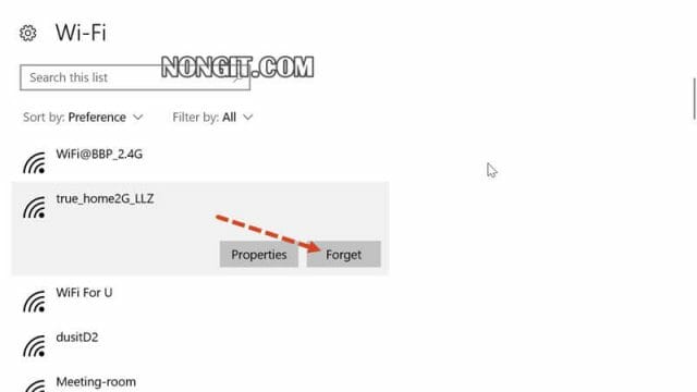 Forget Wi-Fi Windows 10