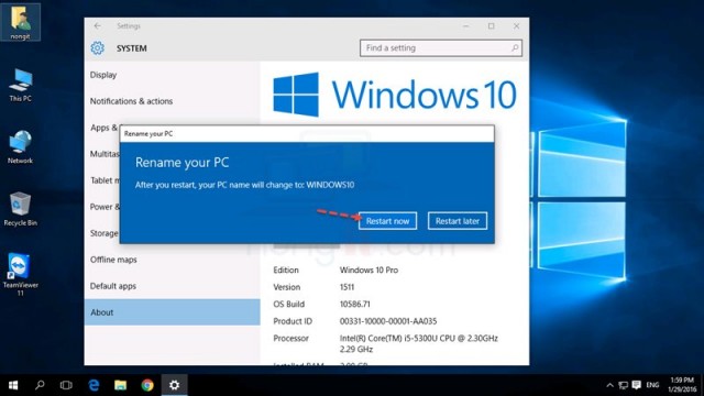 เปลี่ยนชื่อคอมพิวเตอร์ Windows 10