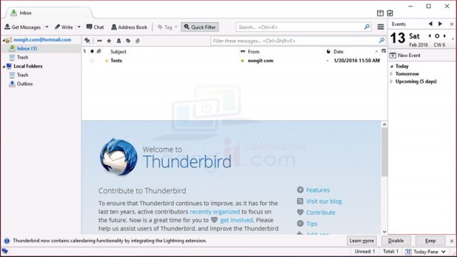 ตั้งค่า Hotmail ใน thunderbird