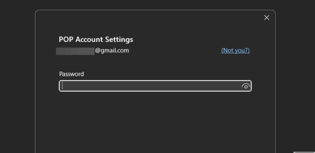 การกรอก App Password ของ Gmail ในขั้นตอนการตั้งค่าเซิร์ฟเวอร์ POP3 และ SMTP สำหรับ Gmail บน Outlook