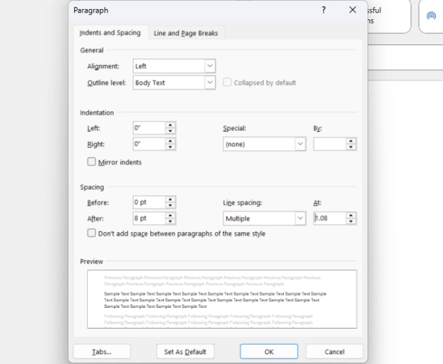 หน้าต่าง Line Spacing Options สำหรับ ปรับระยะห่างบรรทัด Word แบบกำหนดเอง