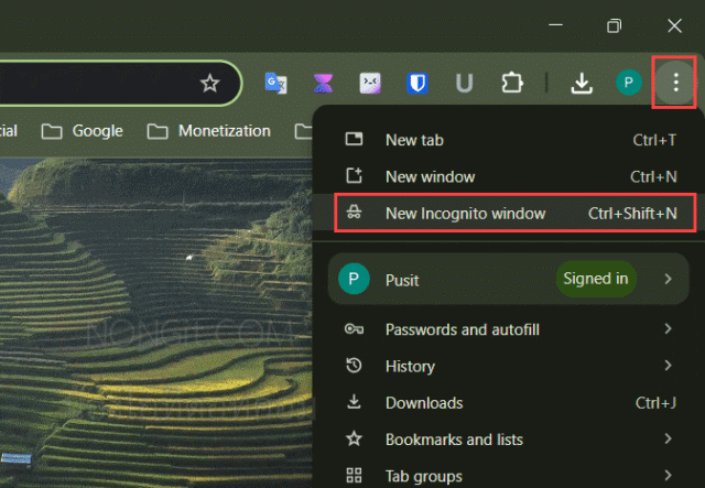 วิธีเปิดโหมดไม่ระบุตัวตน หรือ Incognito Mode ใน Google Chrome