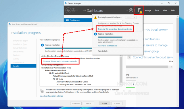 แจ้งเตือน Post-deployment Configuration ใน Server Manager ของ Windows Server 2025