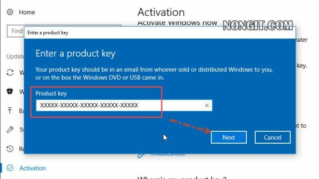 รูปตัวอย่างที่สอง วิธี Activate windows 10