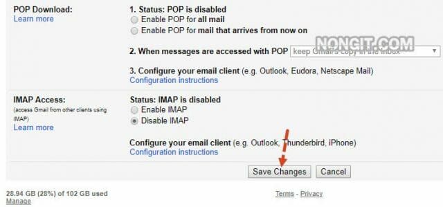 Forwarding and POP/IMAP