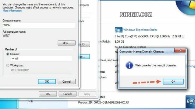 รูปตัวอย่างที่หก การ Join Domain Windows 7