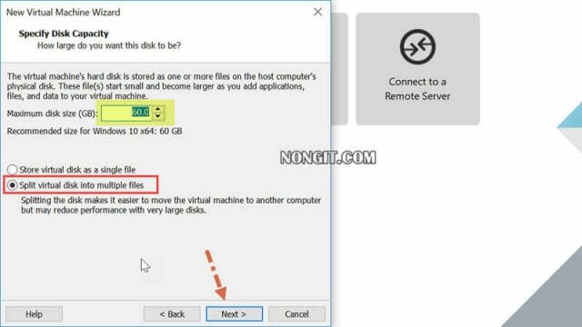 Split virtual disk into multiple files