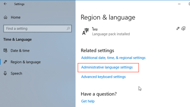 Administrative language settings