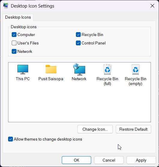 รูปภาพหน้าจอเลือก This PC ให้แสดงที่หน้า Desktop Windows 11