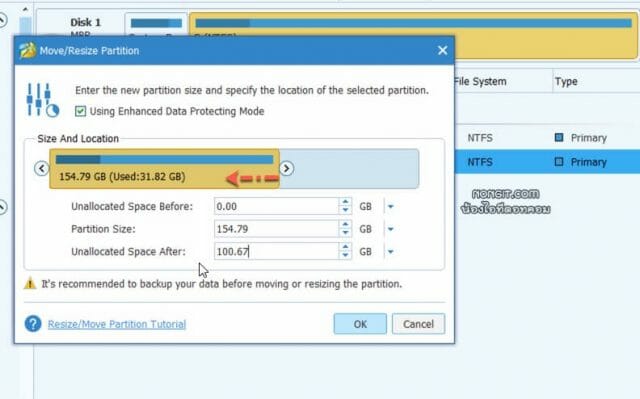 unallocated space