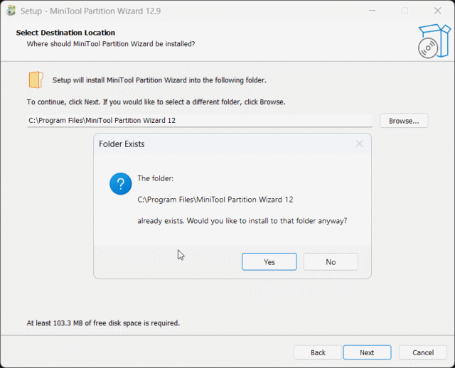 เริ่มติดตั้ง MiniTool Partition Wizard โดยคลิกที่ปุ่ม Install