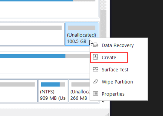 สร้างพาร์ทิชันใหม่จากพื้นที่ว่างด้วย MiniTool Partition Wizard
