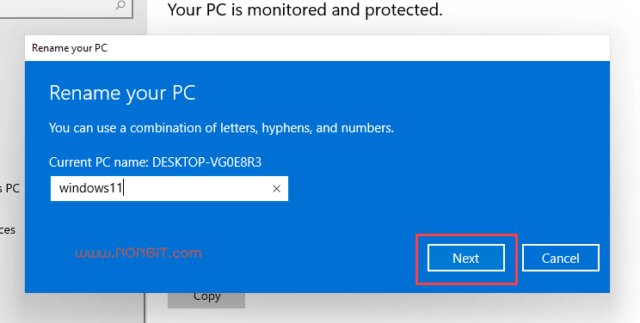 กำหนดชื่อใหม่ rename your pc