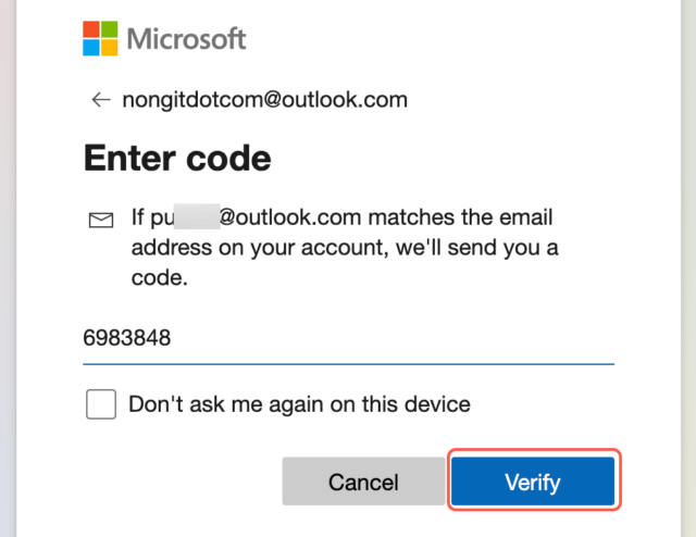 Verify microsoft account