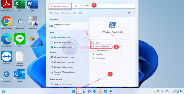 Windows PowerShell เลือก Ran as Administrator