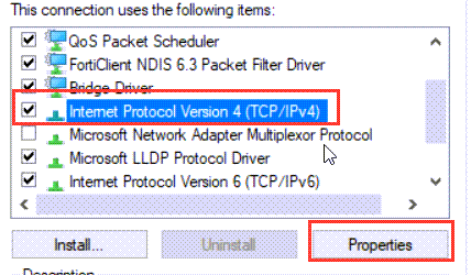 TCP/IPv4 Properties