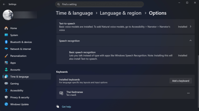 การตั้งค่า Keyboard Layout ภาษาไทย Kedmanee บน Windows 11