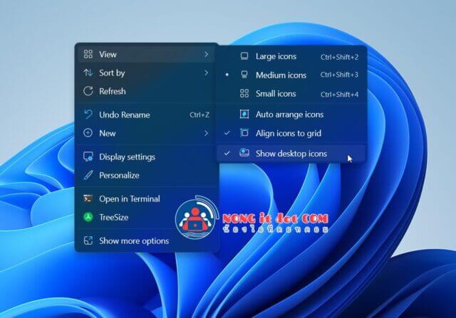 คลิกขวา Show desktop icons