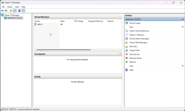 หน้าต่าง Hyper-V ช่วยใช้งานระบบ Virtualization บน Windows 11 Pro