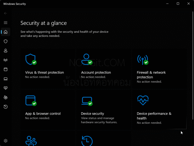 หน้าจอโปรแกรมสแกนไวรัส Windows 11 ฟรีที่ติดมากับเครื่อง Microsoft Defender