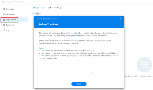 การสร้าง Replication Task พร้อมเปิดใช้งาน Immutable Snapshots ไปยัง NAS ปลายทาง