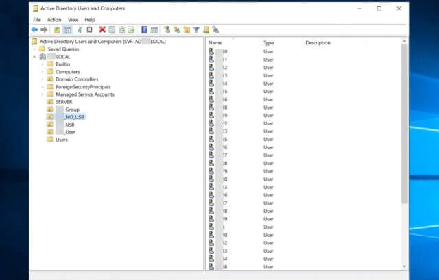 หน้าจอการจัดการผู้ใช้ใน Active Directory แสดงให้เห็นถึงการบริหารจัดการจากส่วนกลาง