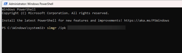 การใช้คำสั่ง PowerShell เพื่อติดตั้ง Product Key สำหรับ Windows 11 Pro