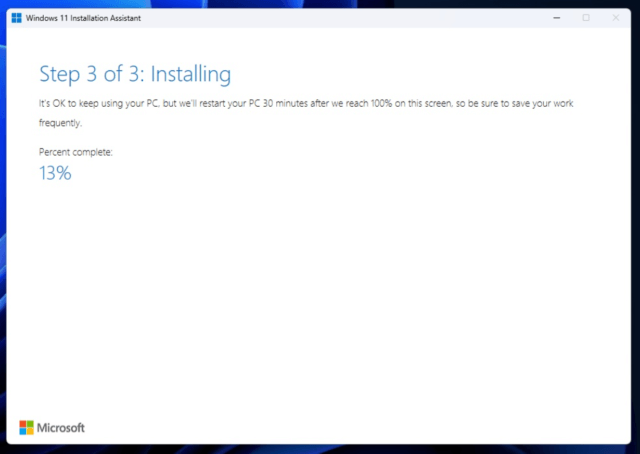 ขั้นตอนการทำงานของ Windows 11 Installation Assistant