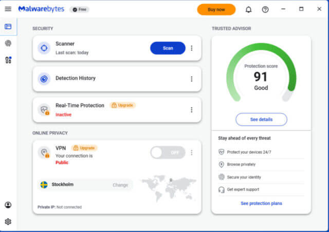 โปรแกรมสแกนและล้างมัลแวร์ Malwarebytes Free เวอร์ชั่น 2026