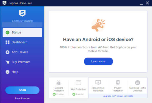 ระบบจัดการโปรแกรมล้างไวรัสผ่านหน้าเว็บของ Sophos Home สำหรับครอบครัว